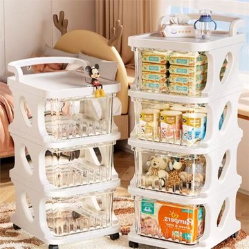 跨境小推車零食置物架嬰兒用品收納柜多層收納架可移動寶寶玩具收
