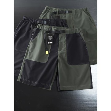 日系復古工裝風 城市露營機能抗皺快干輕薄寬松直筒五分短褲潮男