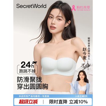 Secret World無肩帶內衣女防滑聚攏小胸隱形無痕抹胸裹胸文胸罩