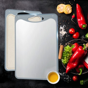 莫菲思 優質小麥纖維不鏽鋼雙面防滑砧板 切菜板