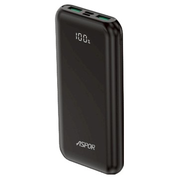 ASPOR PD+QC 數顯快充行動電源 22.5W + 20W PD 超級快充 13000mAh 超輕薄  A391PD  黑色