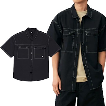 Converse Utility Shirt 男款 黑色 工裝 休閒 襯衫 短袖 10028348-A02