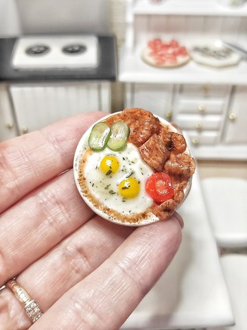 小食品 微型 娃娃的早餐 比例1 6 炒蛋