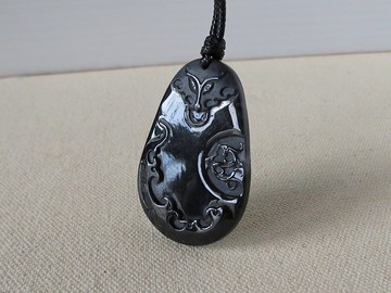 本命年【龍鳳呈祥】黑冰烏雞翡翠韓國蠟線項鍊*招財、防小人