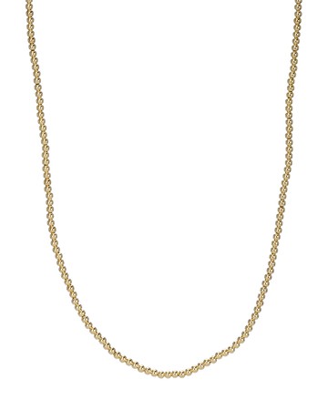 14K Gold 2mm Bead Necklace, 16-18"L