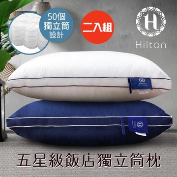 【Hilton 希爾頓】五星級純棉滾邊立體銀離子抑菌獨立筒枕/二入組/二色任選(枕頭/舒眠枕/透氣枕)(B0065)