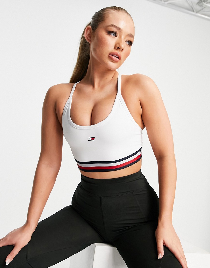 Tommy Hilfiger Sport logo racer sports bra co-ord in white