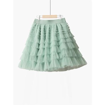 春甜美小清新純色拼接蛋糕裙防走光a字網紗短款半身裙褲高腰短裙