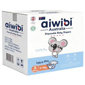 aiwibi 愛薇彼 清新乾爽黏貼型紙尿褲 4~8kg  S  156片
