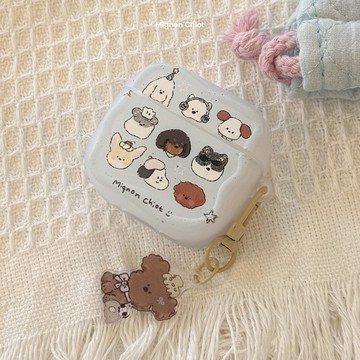 韓系可愛波浪邊小狗 適用蘋果AirPods Pro2保護套 AirPods 4代藍牙耳機殼 哀風1/2/3代軟殼 防摔殼
