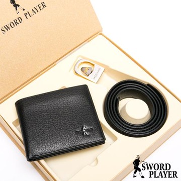 SWORD PLAYER - 莎普爾爵士款真皮皮帶+10卡1照皮夾禮盒組