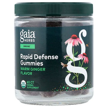 Gaia Herbs, 速效機體抵抗防禦配方，生薑味，60 粒素食軟糖