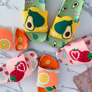 卡通水果圖案外穿拖鞋女2021年夏季新款居家室內浴室洗澡一字拖鞋