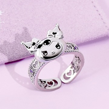 【STORY故事銀飾】Kuromi & MyMelody心動系列-酷洛米晶鑽造型戒指