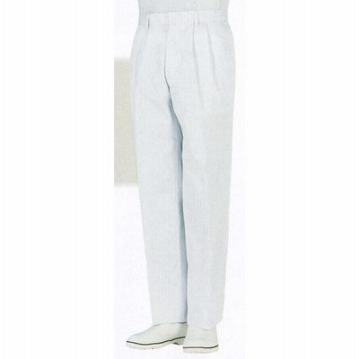 男子ツータック白パンツ SKH433 サカノ繊維