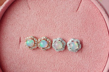 天然澳寶純銀925耳釘 花朵設計