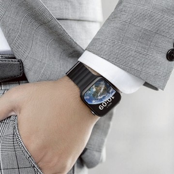 【最新Watch適配】Apple Watch Skin 親膚磁吸矽膠防水錶帶 星光白44/45/46/49mm