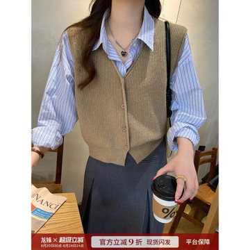 針織馬甲外套背心女2024秋冬新款外搭開衫疊穿顯瘦毛衣小馬夾上衣