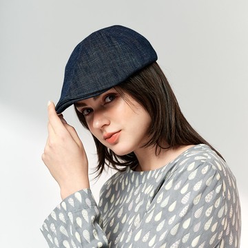 彈性牛仔紋扁帽(2色)