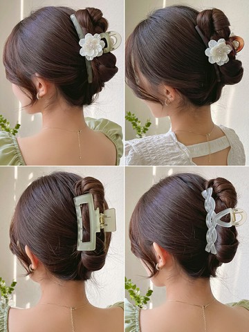 山茶花發抓夾女發夾2022年新款發卡夾子頭飾夏季大號后腦勺鯊魚夾