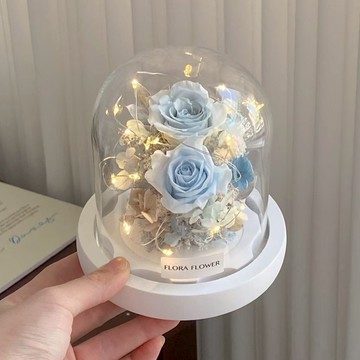 送禮首選【Flora Flower】迷你款永生花夜燈－海鹽藍 乾燥花 永生花 生日 情人節 禮物