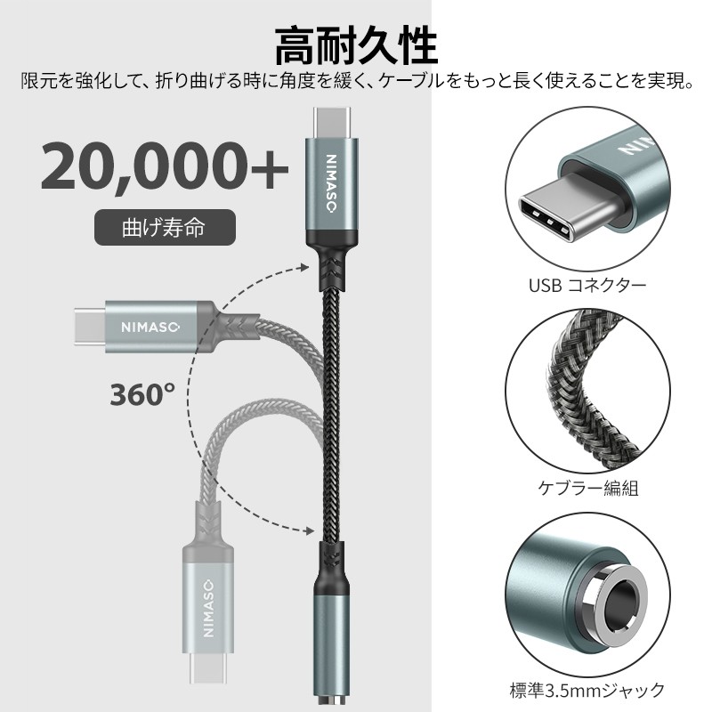 タイプC イヤホンジャック 変換 アダプター 3.5ｍｍ 白 Android