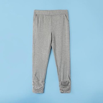 諾諾E站 休閑舒適寬松毛絨拼接灰色長款睡褲居家休閑褲女 艾系列