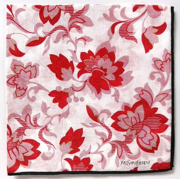 Yves Saint Laurent 復古手帕 紅色花卉 19 x 19 英寸