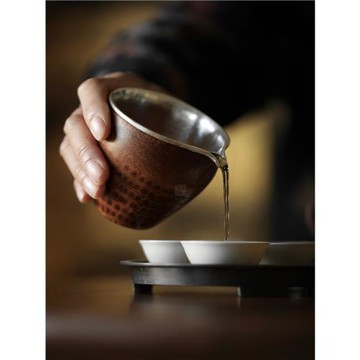 奇竹齋｜手工純天然包銀竹根公道杯純銀分茶器公杯復古茶道用具