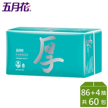 五月花舒敏厚棒抽取式衛生紙86+4抽x10包x6袋/箱