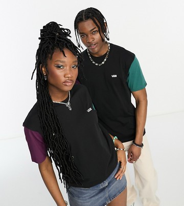Vans Opposite colourblock tshirt in black multi Exclusive at ASOS