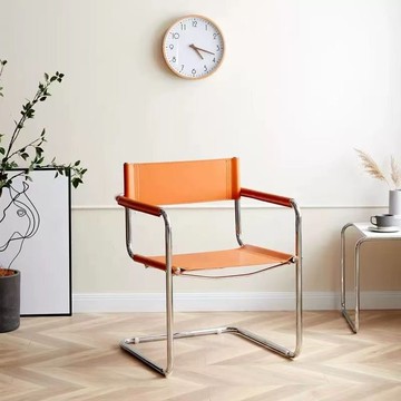 北歐設計師辦公休閒椅家用靠背椅子中古餐椅網紅陽臺馬鞍弓