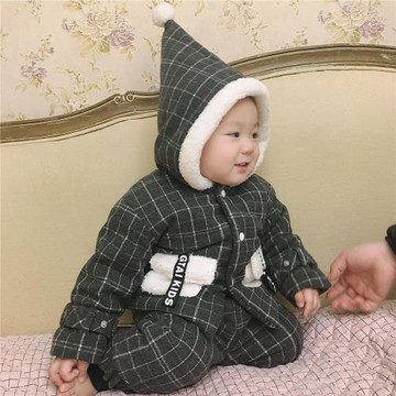 童泰加厚男女寶寶連帽冬季外套
