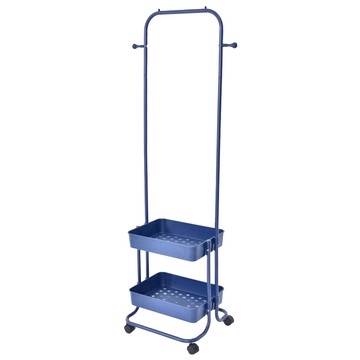 Life 北歐簡約多功能移動式雙層落地衣帽架 碳鋼管+塑料材質 北歐藍/北歐黃色  41 x 37 x 150cm