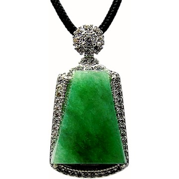 【小樂珠寶】滿冰綠平安健康平安牌 天然A貨翡翠玉石吊墜子項鍊AA36