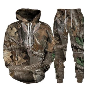 3D printing long-sleeved trousers suit3D印花長袖長褲套裝男士