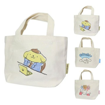 小禮堂 Sanrio 三麗鷗 帆布手提午餐袋 (不想努力了) 布丁狗 兔媽媽 大耳狗