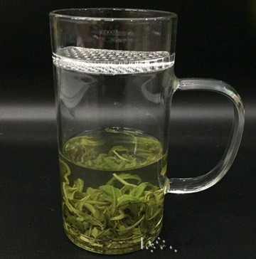 加厚耐熱玻璃 月牙杯 帶茶隔過濾泡茶器 個人杯水杯花茶茶杯茶具