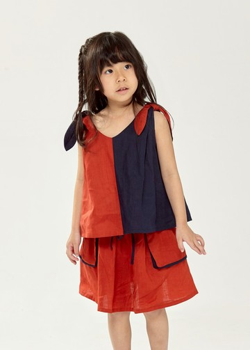 Ángeles-尾蝶無袖配色上衣(2色)