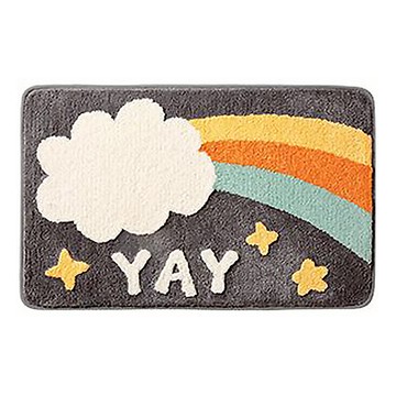 葉子小舖 加厚吸水絨毛腳踏浴室地墊 60 x 40cm 童趣畫風 彩虹白雲  1個