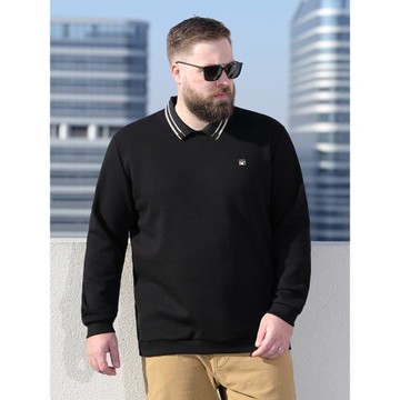 百勝狐加肥加大商務翻領衛衣男士打底Polo衫春秋新款長袖體恤男裝