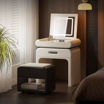 鏡台 化妝桌 免運 開立發票 梳妝臺輕奢高級感小戶型臥室床頭櫃款實木翻蓋化妝桌