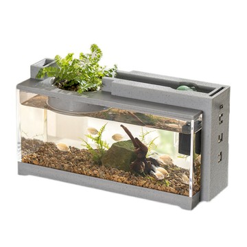 1呎-2呎 微景觀桌上型生態魚缸 USB過濾靜音魚缸 辦公家用招財擺件