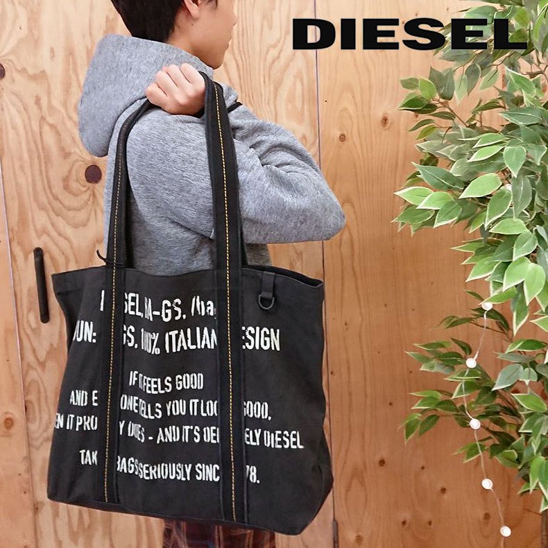 DIESEL トートバッグ ディーゼル ブラックオレンジ-