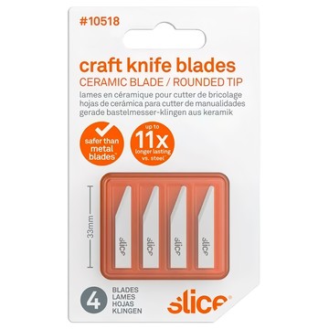 SLICE 陶瓷筆刀替刃 4入組 直邊刀刃 圓弧形刀尖 Finger-friendly專利刀片  L32.8 x W6.3 x H0.5mm  1組