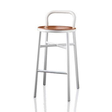 Pipe 吧檯高腳凳（淺色櫸木、白）