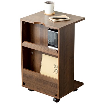 《C&B》移動式日系機能性置物架邊櫃邊桌胡桃色
