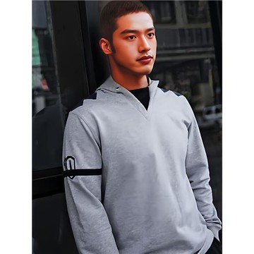 衛衣男連帽純棉彈力套頭長袖春秋外套時尚簡約健身運動休閑男士