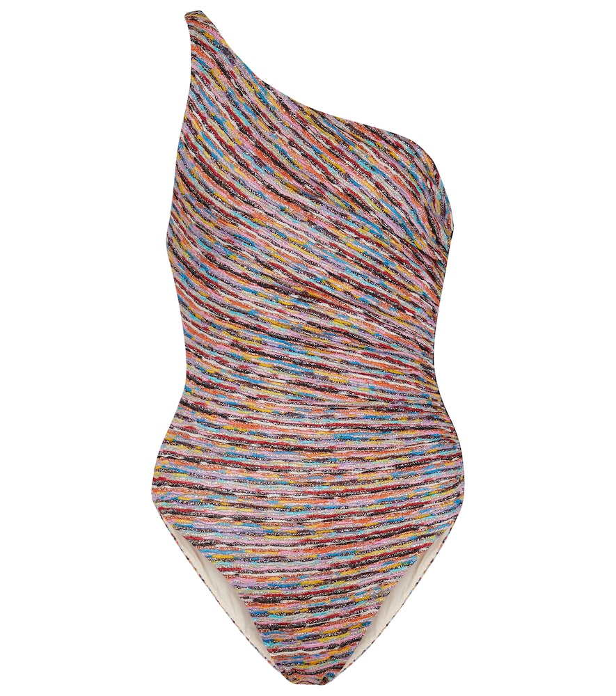 One-shoulder striped swimsuit