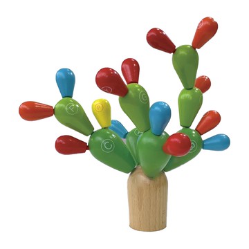 感恩使者 字母仙人掌益智平衡積木 櫸木材質環保水性漆 附收納袋  仙人掌  1組